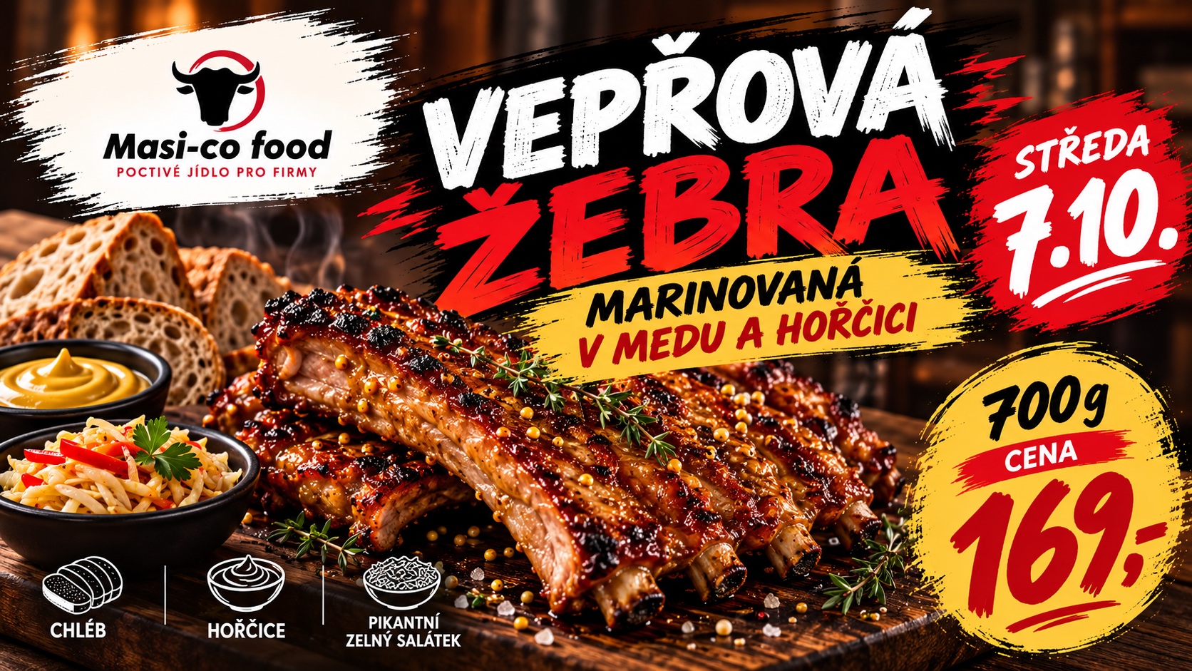 STŘEDA 7. 10. – VEPŘOVÁ ŽEBRA 🔥